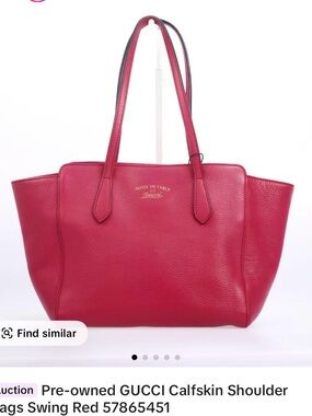 Gucci Red Pebbled Calfskin Shoulder Tote